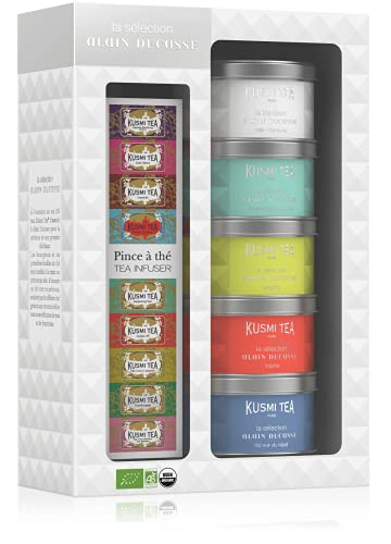 Kusmi Tea - Set 5 Miniaturen Sélection Alain Ducasse + Teepinzette - Weißer Tee, Jadeperlen, Hojicha, Long Jing von KUSMI TEA