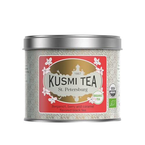 Kusmi Tea - St. Petersburg - Schwarzer Tee Earl Grey Aromatisiert Bergamotte, Rote Früchte & Karamell - Loser Tee - 100 g Metalldose - Menge für etwa 50 Tassen von KUSMI TEA