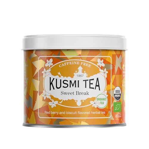 Kusmi Tea - Sweet Break - Loser Tee Bio mit Hibiskus, Kräutern und Früchten - Rote Früchte und Biskuit Geschmack - Koffeinfreier Früchtetee - Loser Tee - 100 g Metalldose für etwa 50 Tassen von KUSMI TEA