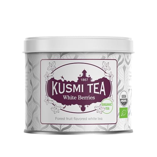 Kusmi Tea - White Berries – Weißer Tee Bio mit Waldfrüchten - natürliche Aromen schwarze Johannisbeere, Erdbeere, Brombeere - Heiß oder als Eistee genießen - 90 g Metalldose - Menge für etwa 50 Tassen von KUSMI TEA