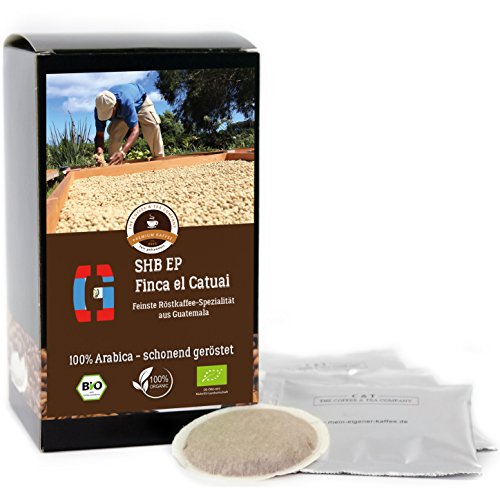 Kaffee Globetrotter - Bio Guatemala SHB EP Finca El Catuai - 150 Premium Kaffeepads - für Pad-Kaffeemaschine - Spitzenkaffee - Röstkaffee aus biologischem Anbau von Kaffee Globetrotter