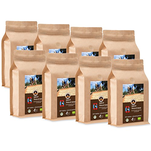Kaffee Globetrotter - Bio Guatemala SHB EP Finca El Catuai - 8 x 1000 g Fein Gemahlen - für Kaffee-Vollautomat, Kaffeemühle - Röstkaffee aus biologischem Anbau | Gastropack Sparpack von Kaffee Globetrotter
