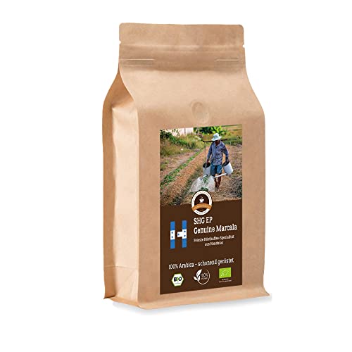 Kaffee Globetrotter - Bio Honduras Genuine Marcala - 1000 g Fein Gemahlen - für Espressokocher, Espressomaschine - Spitzenkaffee - Röstkaffee aus biologischem Anbau von Kaffee Globetrotter