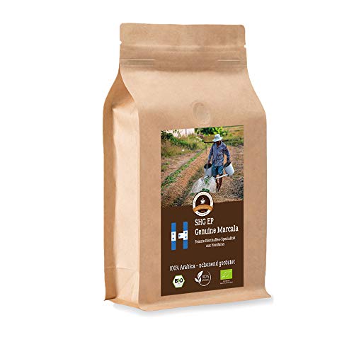 Kaffee Globetrotter - Bio Honduras Genuine Marcala - 1000 g Ganze Bohne - für Kaffee-Vollautomat, Kaffeemühle, Handmühle, - Spitzenkaffee - Röstkaffee aus biologischem Anbau von Kaffee Globetrotter
