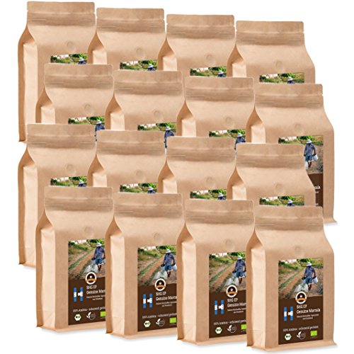 Kaffee Globetrotter - Bio Honduras Genuine Marcala - 16 x 1000 g Fein Gemahlen - für Kaffee-Vollautomat, Kaffeemühle - Röstkaffee aus biologischem Anbau | Gastropack Sparpack von Kaffee Globetrotter