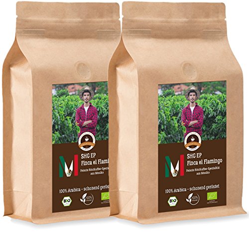 Kaffee Globetrotter - Bio Mexico Finca El Flamingo- 2 x 1000 g Fein Gemahlen - für Kaffee-Vollautomat, Kaffeemühle - Röstkaffee aus biologischem Anbau | Gastropack Sparpack von Kaffee Globetrotter