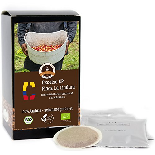 Kaffee Globetrotter - Colombia Excelso EP Finca la Lindura - Bio - 150 Premium Kaffeepads - für Pad-Kaffeemaschine - Spitzenkaffee - Röstkaffee aus biologischem Anbau von Kaffee Globetrotter
