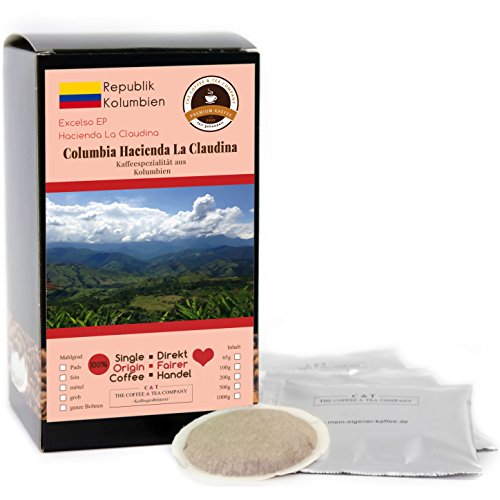 Kaffee Globetrotter - Kaffee Mit Herz - Colombia Hacienda La Claudina - 50 Premium Kaffeepads - für Senseo Kaffeemaschine - Spitzenkaffee Aus Kolumbien Fair Gehandelt Unterstützt Soziale Projekte von Kaffee Globetrotter