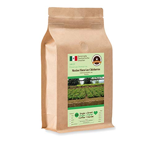 Kaffee Globetrotter - Kaffee Mit Herz - Mexico Finca Las Chicharras - 1000 g Grob Gemahlen - für Stempel-kanne French-Press Kaffeebereiter - Spitzenkaffee Fair Gehandelt Unterstützt Soziale Projekte von Kaffee Globetrotter