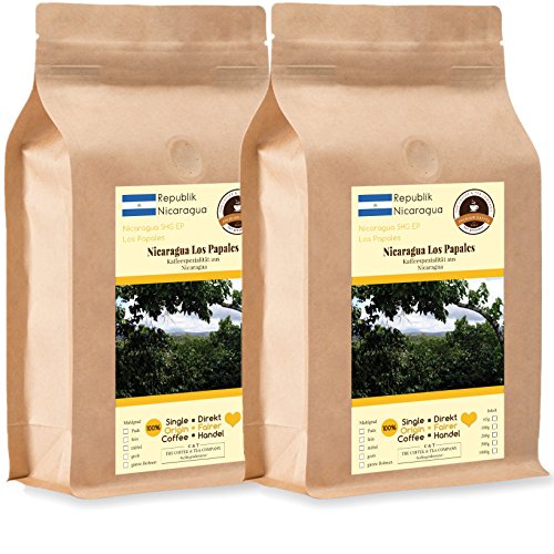 Kaffee Globetrotter - Kaffee Mit Herz - Nicaragua Los Papales - 2 x 1000 g Fein Gemahlen - für Kaffee-Vollautomat, Kaffeemühle - Röstkaffee Fair Gehandelt | Nachfüllpack Sparpack von Kaffee Globetrotter