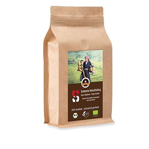 Kaffee Globetrotter - Sumatra Mandheling Gayo Highland - Bio - 1000 g Fein Gemahlen - für Espressokocher, Espressomaschine - Spitzenkaffee - Röstkaffee aus biologischem Anbau von Kaffee Globetrotter