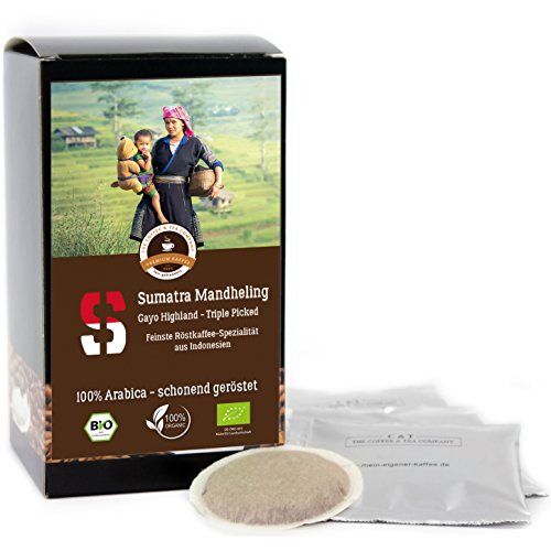 Kaffee Globetrotter - Sumatra Mandheling Gayo Highland - Bio - 150 Premium Kaffeepads - für Pad-Kaffeemaschine - Spitzenkaffee - Röstkaffee aus biologischem Anbau von Kaffee Globetrotter