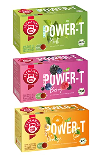 Teekanne BIO Power-T 3er Pack | 3 x 40g | Orange | Mint | Berry | mit natürlichem aroma und Koffein von Kaffeehaus Diamant