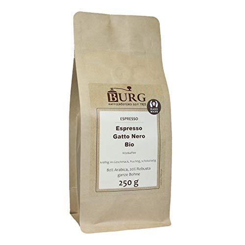 BURG BIO Espresso Gatto Nero Gewicht 250 g, Mahlgrad ungemahlen von Kaffeerösterei Burg