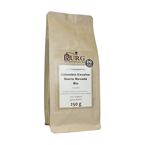 BURG Bio Colombia Excelso Sierra Nevada Kaffee Gewicht 1000 g, Mahlgrad ungemahlen von Kaffeerösterei Burg