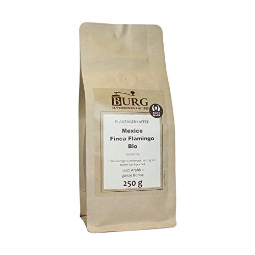BURG Bio Mexiko Finca Flamingo Kaffee Gewicht 250 g, Mahlgrad ungemahlen von Kaffeerösterei Burg
