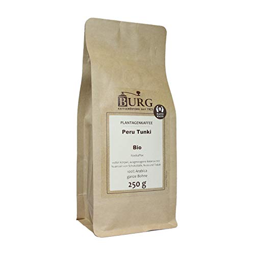BURG Bio Peru Tunki Kaffee Gewicht 1000 g, Mahlgrad ungemahlen von Kaffeerösterei Burg