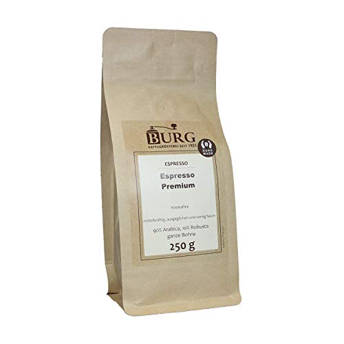 BURG Espresso Premium Gewicht 250 g, Mahlgrad fein gemahlen von Kaffeerösterei Burg