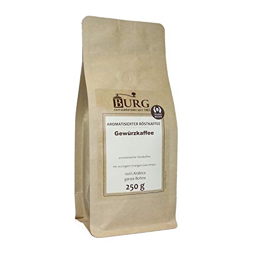 BURG Gewürz Kaffee aromatisiert Gewicht 500 g, Mahlgrad ungemahlen von Kaffeerösterei Burg