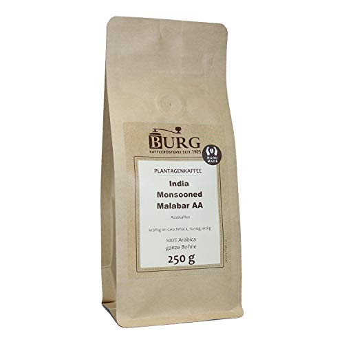 BURG India Monsooned Malabar AA Kaffee Gewicht 250 g, Mahlgrad mittel gemahlen von Kaffeerösterei Burg