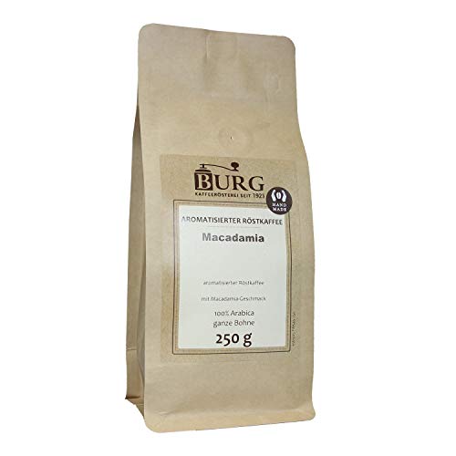 BURG Macadamia Kaffee aromatisiert Gewicht 250 g, Mahlgrad ungemahlen von Kaffeerösterei Burg