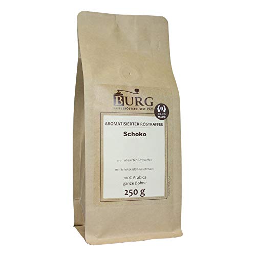 BURG Schoko Kaffee Gewicht 250 g, Mahlgrad ungemahlen von Kaffeerösterei Burg