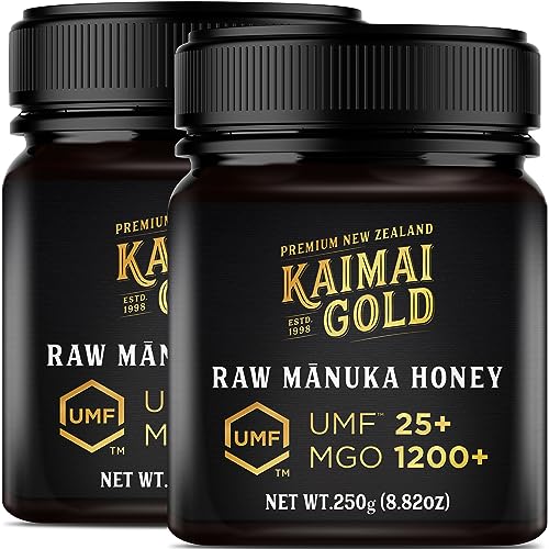 Manuka Honig KAIMAI GOLD (MGO 1200+) UMF® 25+ 500g (= 2x 250g) / Lieferung DE: 2-5 ARBEITSTAGEN # MGO 829 ≥ UMF 20, 899 ≥ 21, 971 ≥ 22, 1046 ≥ 23, 1122 ≥ 24, 1200 ≥ 25, 1282 ≥ 26, 1356 ≥ 27, 1450 ≥ 28 von Kaimai Gold Ltd