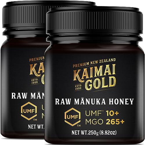 Kaimai Gold MGO 263+ / UMF 10+ Manuka Honig * 500G (= 2x 250G) Premium Monofloral UMF® Zertifizierter Neuseeländischer ManukaHonig * MGO 250 = UMF 9, 300 = UMF 10, 310 = UMF 11, 356 400 = UMF 12 von Kaimai Gold Ltd