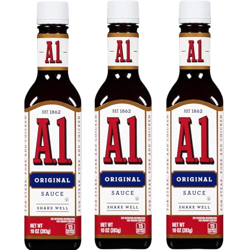 A1 Steaksauce Originalsoße – 283 g (3er Pack) | Koffeinfrei | Seit 1862 für kräftigen Geschmack bei Steaks, Burgern, Schweinefleisch, Huhn und Gemüse | Perfekt für BBQ & Grill von Kajal