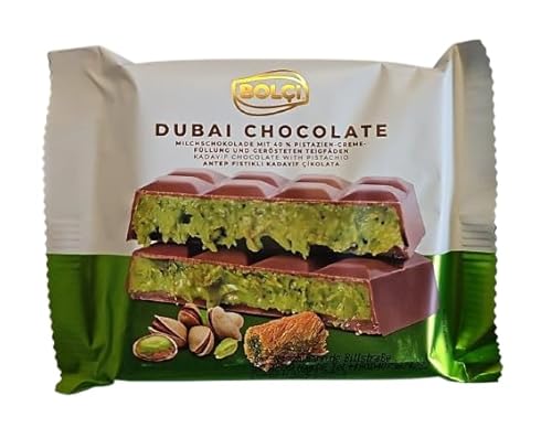 Dubai Schokolade Pistaziencreme und Kadayif 65g - Cremige Füllung mit Pistazien und Engelshaar, Weihnachts Schokoladenbonbons Riegel Dubai Schokolade Pistaziencreme und Kadayif 65g - Cremige Füllung mit Pistazien und Engelshaar, Weihnachts Schokoladenbonbons Riegel von Kajal