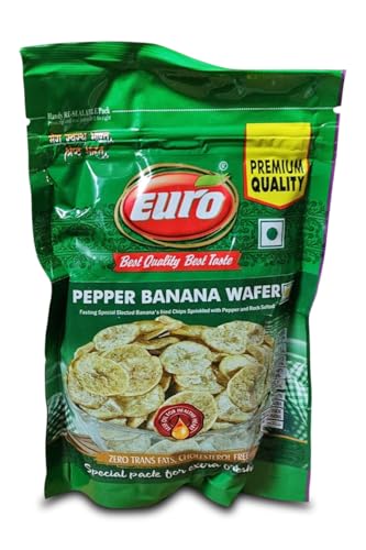 Euro Pepper Banana Chips 5 x 200g | Knusprige Bananenchips mit Pfeffer & Steinsalz | Vegetarisch | Glutenfrei | Snack | Gesunde Alternative | Hergestellt aus natürlichen Zutaten von Kajal