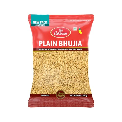 Haldirams Plain Bhujia 5 x 200g - Knuspriger indischer Snack, traditionelles Namkeen aus Bikaner, herzhaft & würzig, perfekt zu Tee, Chaats & Getränken Crispy Spices mit Kajal Haldirams Plain Bhujia 5 x 200g - Knuspriger indischer Snack, traditionelles Namkeen aus Bikaner, herzhaft & würzig, perfekt zu Tee, Chaats & Getränken Crispy Spices mit Kajal von Kajal