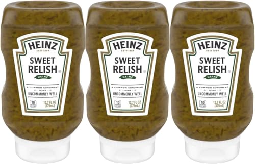 Heinz Relish süß-sauer - 275 ml Glas (Packung mit 3) | Perfekt für Hot Dogs, Hamburger, Sandwiches & Dips | Mit Gurken, Paprika & Senf - Ideal als Beilage & Relish von Kajal
