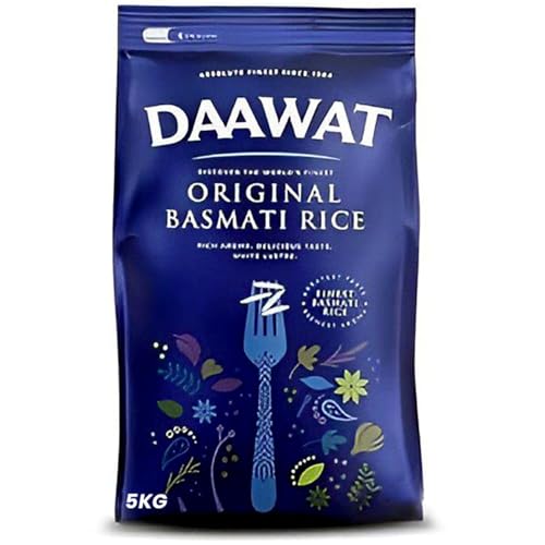 Kajal Daawat Basmati-Reis, ideal für Pulao Biryani Naturreis und Reissalate mit Original Basmati Blue, Packung 20 kg. Kajal Daawat Basmati-Reis, ideal für Pulao Biryani Naturreis und Reissalate mit Original Basmati Blue, Packung 20 kg. von Kajal