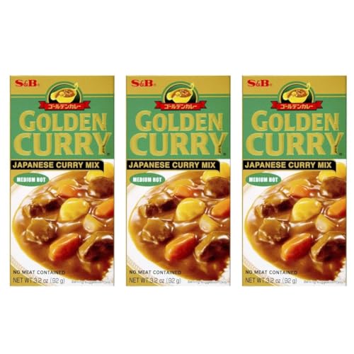 Kajal GOLDEN CURRY MIX Japanische Curry-Mischung, ideal für Gemüse-Curry, Tofu-Curry und Curry-Reis, kein Fleisch enthalten, mittelscharfer Geschmack, 3 x 92 g. von Kajal
