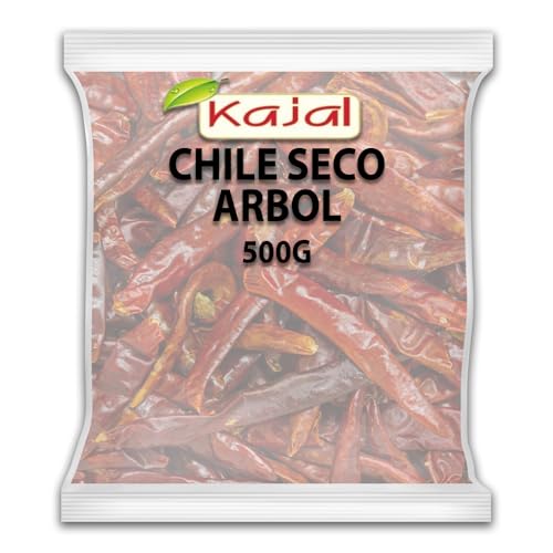 Kajal getrocknete Pasillaseco-Chilis, Packung mit 500 g. (Arbol Seco Chilis) von Kajal