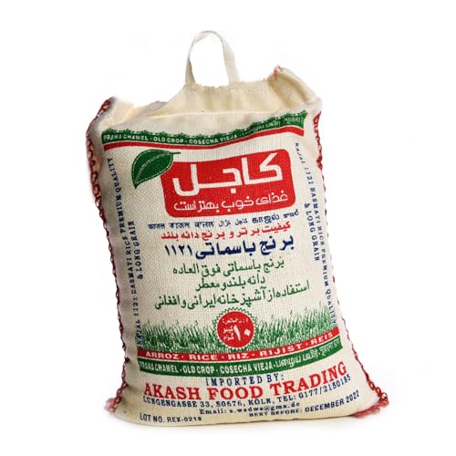 Kajal Premium Basmati Reis 1 x 1kg – Langkörniger Spitzenreis, aromatisch und locker, ideal für traditionelle Gerichte, hochwertige Qualität, glutenfrei, vegan, reich an Nährstoffen Kajal Premium Basmati Reis 1 x 1kg – Langkörniger Spitzenreis, aromatisch und locker, ideal für traditionelle Gerichte, hochwertige Qualität, glutenfrei, vegan, reich an Nährstoffen von Kajal