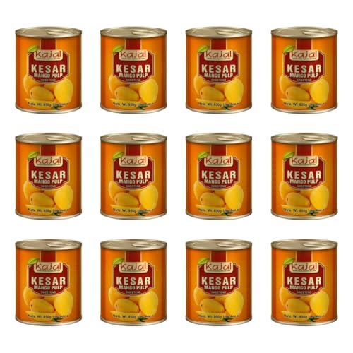 Kajal Premium Mango Püree Kesar 12 x 850g - Ideal für Mango Shakes, Lassi, Desserts & Curry - Natürlich, Süß, Aus Indien - Mango Fruchtfleisch Kesar ohne Zusatzstoffe Kajal Premium Mango Püree Kesar 12 x 850g - Ideal für Mango Shakes, Lassi, Desserts & Curry - Natürlich, Süß, Aus Indien - Mango Fruchtfleisch Kesar ohne Zusatzstoffe von Kajal