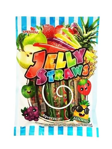 Kajal Speshow Jelly Straws 300g - Fruchtige Gelee-Sticks für Kinder & Erwachsene, Ideal für unterwegs, Bunte Sorten, Vegane Snacks ohne künstliche Aromen, Spaß-Süßigkeit Kajal Speshow Jelly Straws 300g - Fruchtige Gelee-Sticks für Kinder & Erwachsene, Ideal für unterwegs, Bunte Sorten, Vegane Snacks ohne künstliche Aromen, Spaß-Süßigkeit von Kajal