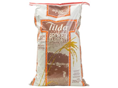 Kajal Tilda gebrochener Basmatireis, am besten für Pulao und Biryani Khichdi Reisbrei, Reismehl, Reispudding und Reispilaf, 20 kg. von Kajal