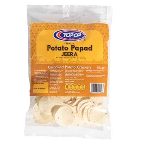Kajal Top Op Potato Jeera Papad, ideal als Beilage zu Vorspeisen, Snacks und Beilagen zu indischen Mahlzeiten, 150 g. von Kajal