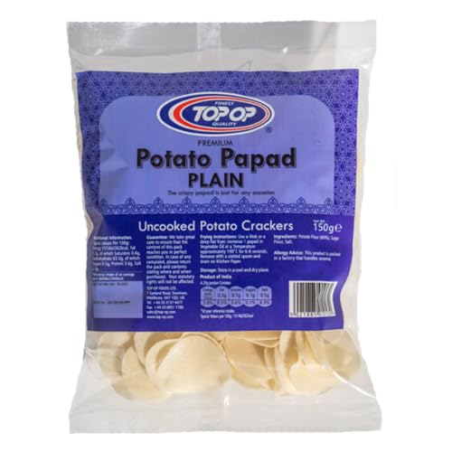 Kajal Top Op Potato Papad Plain, ideal als Beilage zu Vorspeisen, Snacks und Zutaten, 150 g. von Kajal