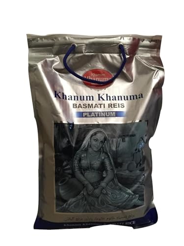 Khanum Khanuma Basmatireis 5 kg, geeignet für Tadig Reiskocher und Reiskuchen-Reiskruste von Kajal
