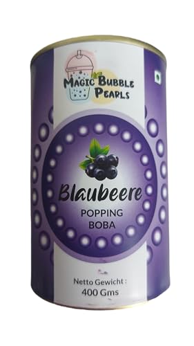 Magic Bubble Tea - 400g Popping Boba Frucht Perlen - Erfrischende Boba Perlen für Bubble Tea, Desserts und Getränke - Mit Natürlichem Fruchtsaft, Vegan und Glutenfrei (Blaubeere) von Kajal