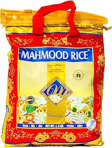 Mahmood Basmati Reis 4.5 KG – Langkorn Basmati Reis aus Pakistan, ideal für indische Gerichte, Currys, Salate und Beilagen – Perfekte Körnung, kocht locker und körnig Mahmood Basmati Reis 4.5 KG – Langkorn Basmati Reis aus Pakistan, ideal für indische Gerichte, Currys, Salate und Beilagen – Perfekte Körnung, kocht locker und körnig von Kajal