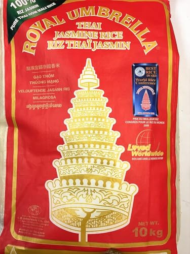 Royal Umbrella Thai Jasmin Reis, extra lang, besonders geeignet für das tägliche Kochen, natürlich gereift, perfekt für den täglichen Verzehr, 2x10 kg. von Kajal