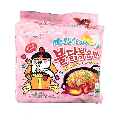 Samyang Ramen Carbonara mit scharfem Hühnergeschmack, Instant-Nudeln in der Geschmacksrichtung,130g (10 Pack) von Kajal