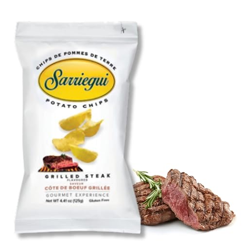 Sarriegui Grilled Steak Chips 5 x 125g - Kartoffelchips mit Grillsteak-Geschmack & Olivenöl | Handgemacht, Glutenfrei, ohne Konservierungsstoffe Premium Crispy Snack mit Kajal von Kajal