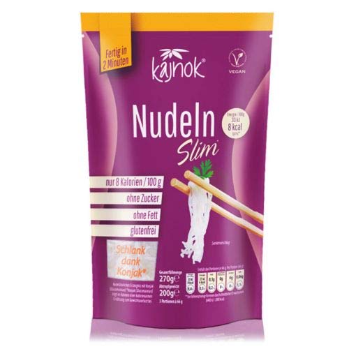 Kajnok Nudeln Slim Glutenfrei Low Carb Vegan 270 g nur 8kcal/100g von Kajnok