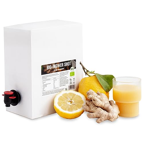 Kale&Me Kale and Me Bio Ingwer Shot Bag-In-Box 3 Liter, Ingwershot Saft mit Zitronensaft & Apfelsaft ohne Zucker Zusatz, Täglicher Ginger Shot für Saftkur oder als Morgenroutine Kale&Me Kale and Me Bio Ingwer Shot Bag-In-Box 3 Liter, Ingwershot Saft mit Zitronensaft & Apfelsaft ohne Zucker Zusatz, Täglicher Ginger Shot für Saftkur oder als Morgenroutine von Kale&Me